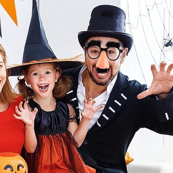 JIzian 3pcs Funny Glasses With Big Nose - Big Nose Glasses With Eyebrows Mustache, Black - Image 3