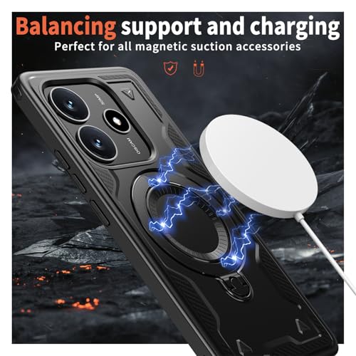 Coque magnétique pour Xiaomi Redmi Note 14 5G avec support intégré noir