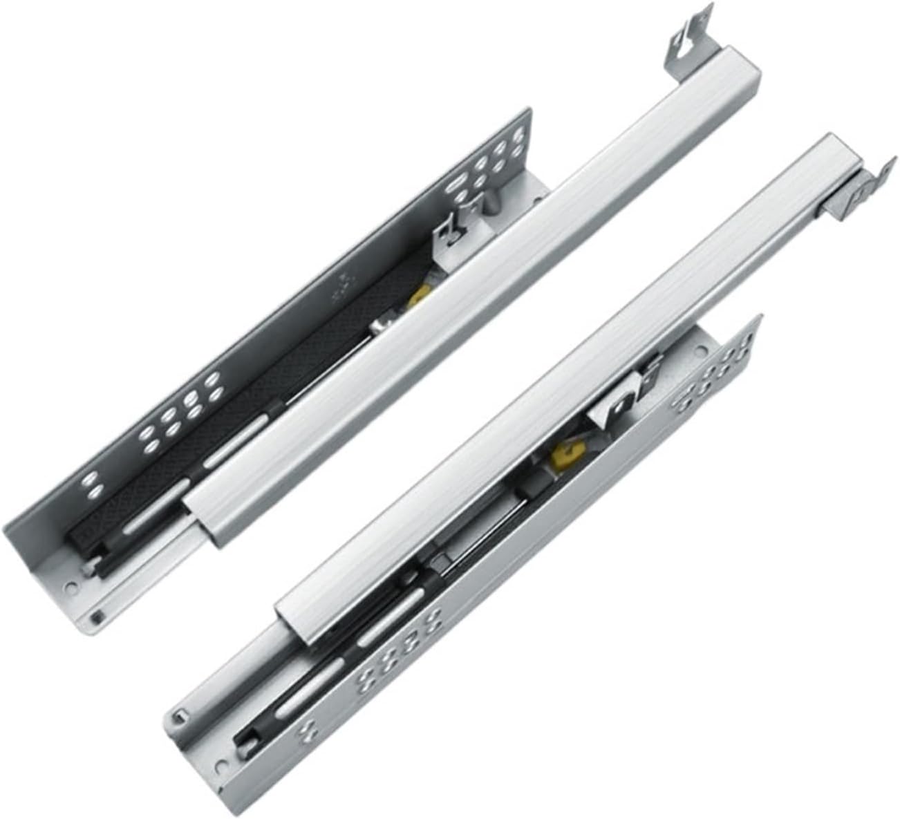 Drawer Slide Rails Soft Close 2 Section Hidden Rail Tracks 25KG Runner Damper Buffer(350mm)