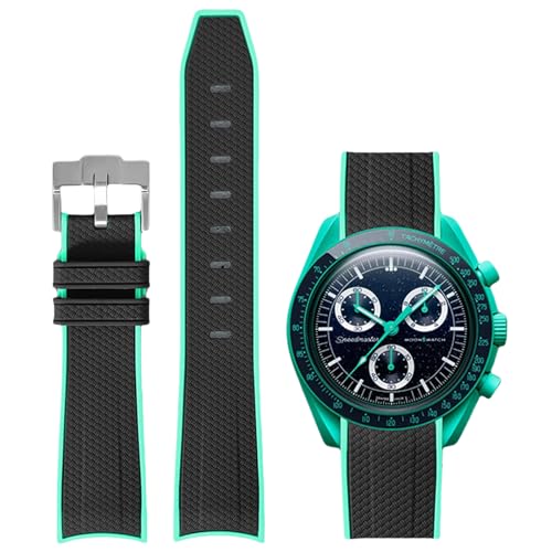 Boache Bands for Moonswatch Watch Quick Release Silicone Rubber Curved End No Gap Watch Band for Omega X Swatch Moonswatch Speedmaster Watch 20mm Straps Bracelet Replacement Strap for Men Women