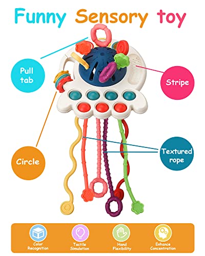 Montessori Toys For 1 Year Old, Baby Sensory Toys 6-12-18 Months, Octopus Silicone Pull String Learning Toys, Bath Travel Teething Toys For Toddlers 1-3, Christmas Birthday Gifts For Boys And Girls #TOP1
