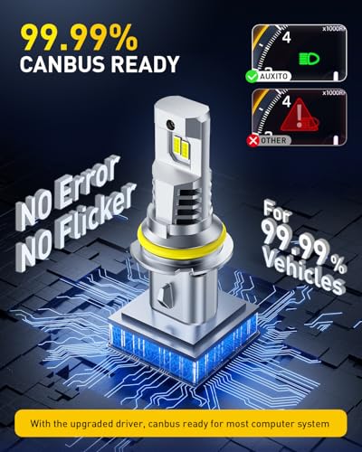 Image of AUXITO Upgraded 9007 /HB5 Bulbs, 80000LM 15000% Super Bright, 70000+ Hrs Service Life, 6500K Cool White, 1:1 Halogen Replacement, Canbus Ready, Plug N Play, Pack of 2
