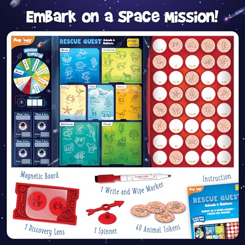 Image of Imagimake Rescue Quest-Animals & Habitats | Spin, Discover & Rescue Animals | Educational Toys |Fun Board Games for Friends & Family Night |Travel-Friendly Indoor Game |Gift for Kids Ages 5,6,7,8,9,10