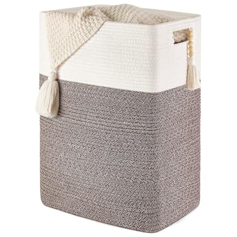 Mkono Tall Cotton Rope Laundry Basket Cover
