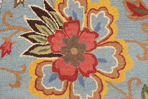 Image of Handmade PremiumANAYA Collection Woollen Rug Loop Pile Floral Hand Tufted Carpet for Living Room Bedroom Drawing Room Hall and Floor 4X6 Size