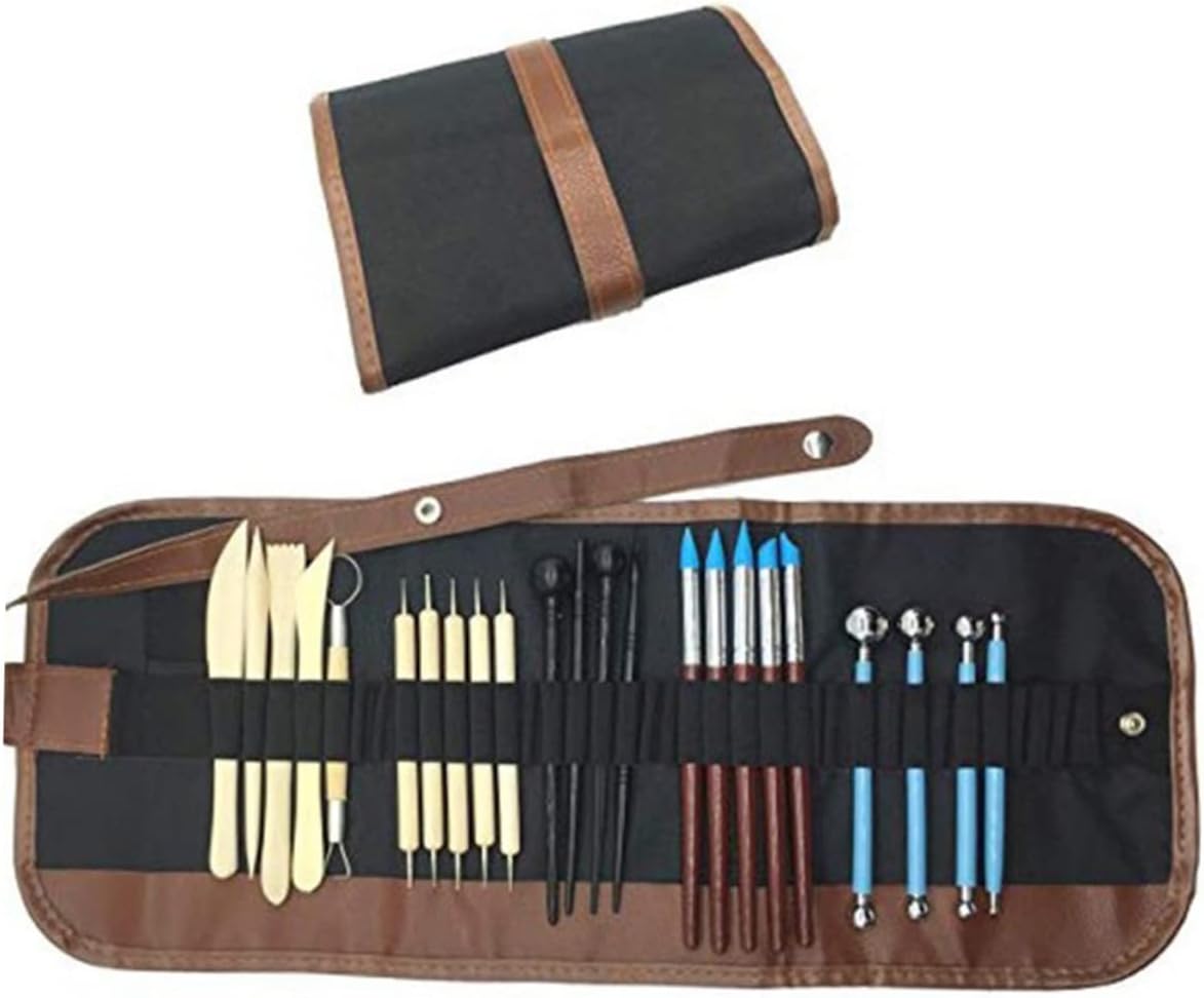 Veemoon 24pcs Sculpting Tools Clay Pottery Carving Tools Easy to Carry Comfortable to Hold for Modeling Art Projects