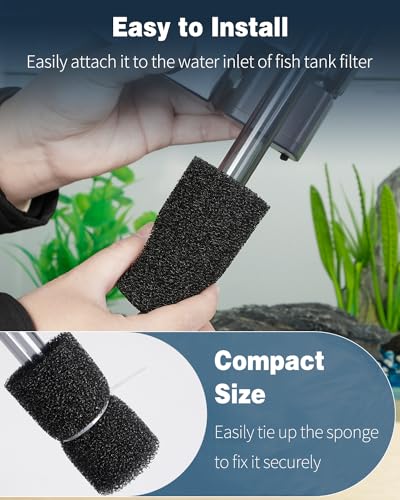 Image of Pawfly 6 Pack Pre-Filter Sponge, Aquarium Filter Sponge 0.4 inch Intake Sponge Foam Roll for Small Fish Shrimp Fry Fish Tank Covers Accessories