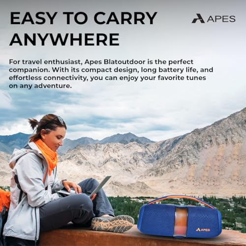 Image of APES BlastOutdoor Bluetooth Party Speaker, 8Hrs Playtime, Dynamic RGB LED's, 40W Speaker (Blue)
