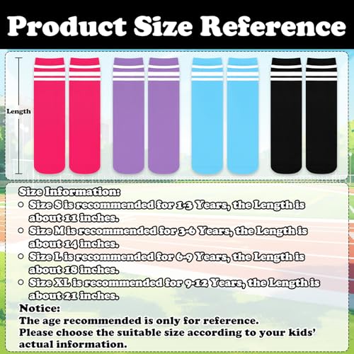 Image of Sarfel Youth Toddler Soccer Socks Kids Baseball Socks Youth Boys Girls Knee High Softball Football Accessories Tube Cotton