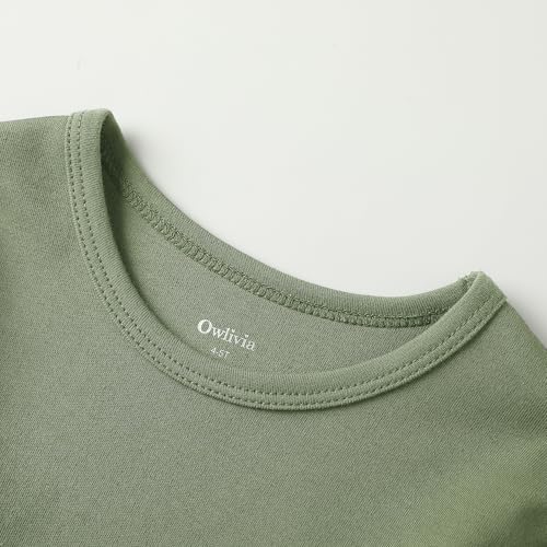 Owlivia 100% Organic Cotton Baby Long Sleeve Pajama Sets, Toddler Boy Girl 2-Piece Sleepwear(12-18 Months, Olive)
