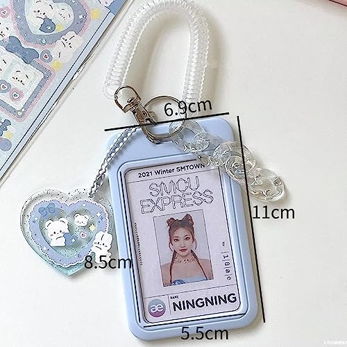 RUNRAYAY Blue Acryl Kpop Photocard Holder mit Aufhängung, Kawai Schlüssel Schlüssel-Foto-Schutz-Set Sammlung Studentenkartenbox transparent 3 Zoll Idol-Karte (D)
