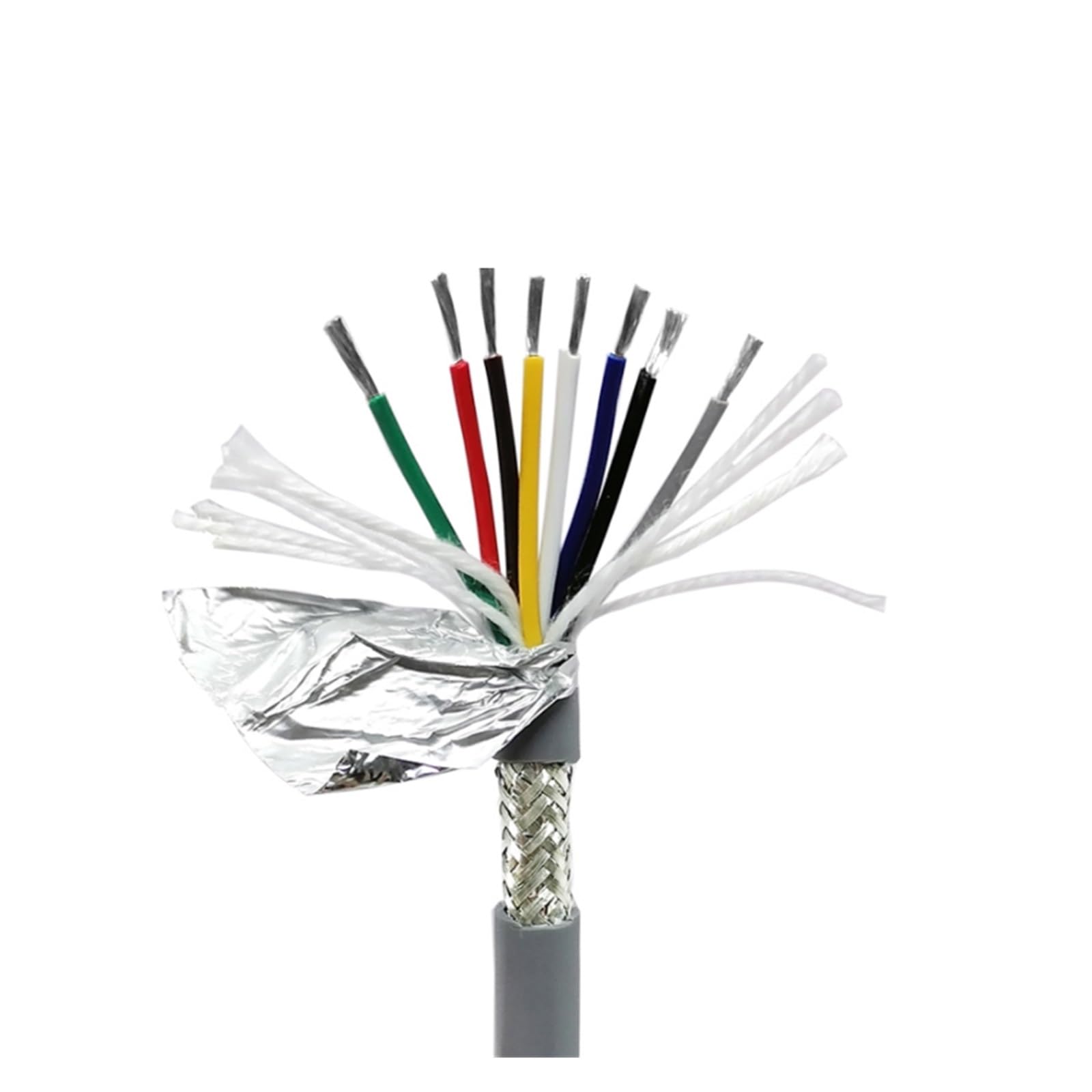 Przewód izolowany kablem CNC z podwójnym ekranowaniem TRVVP | Szary rdzeń 2-8 odporny na olej termiczny 17 -24AWG do automatyki przemysłowej (17 AWG1mm2,4-rdzeniowy 5 metrów)