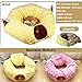 AUOON Cute Cat Donut Tunnel - Round Cat Tunnel Bed with Washable Cushion Interactive Cat Toy for Indoor Cats Kitten Kitty Puppy Rabbit Ferret (Yellow)