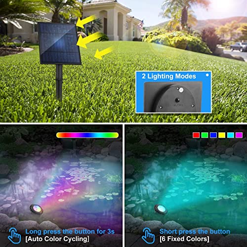NATPOW Solar Pond Light, Submersible LED Lights for Fish Underwater Lights RGB Colour Changing - Image 3