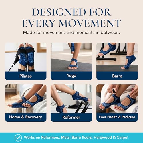Image of Tucketts Allegro Toeless Pilates Socks with Grips for Women, Non-Slip Open-Toe Grip Socks, Yoga, Barre, Dance, Reformer, Home