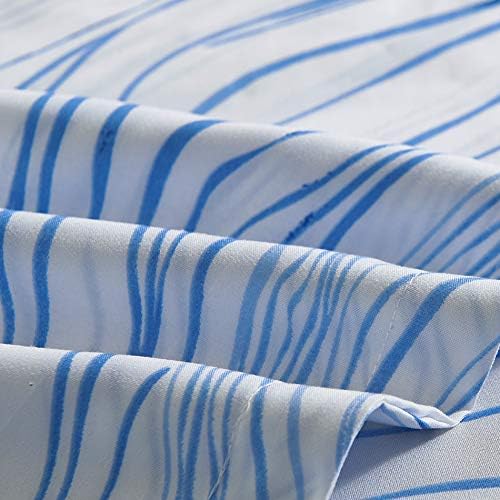 Vaulia Soft Microfiber Duvet Cover Set, with Zipper Closure, Print Blue Wave Pattern - King Size