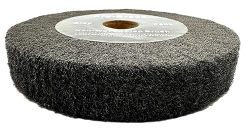Image of 6 inch x 1 inch Grey 600 Grit Non-Woven Bench Grinder Polishing Burnishing Satin Finishing Flap Brush Wheel for Aluminum Copper Metal Golf Club Refurbishing, Compatible for 1 /2 inch, 5 /8 inch, 3 /4 inch Arbor