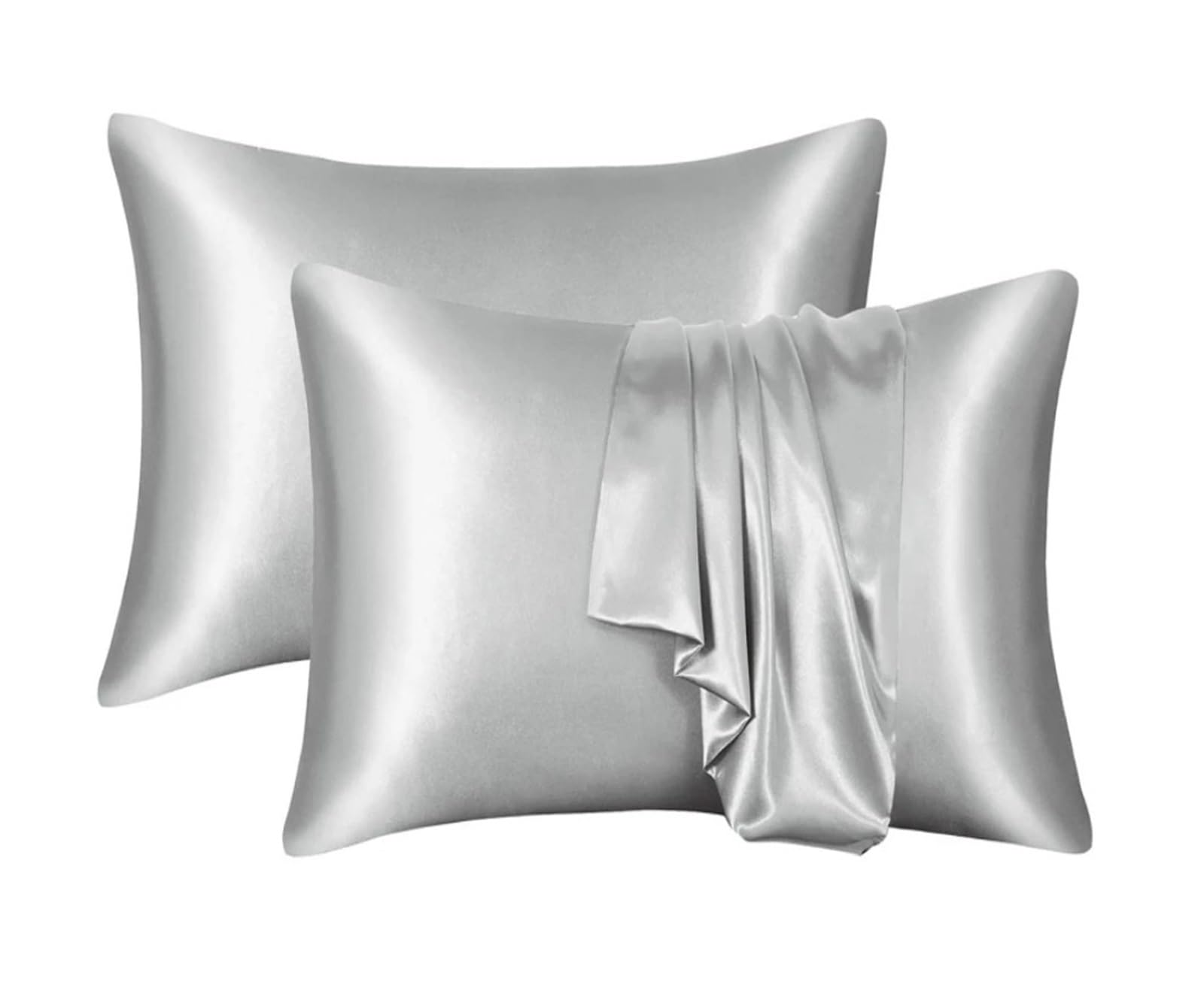 Silky Pillow Covers, Silk Pillowcase Decorative Multicolor 51x66-76cm(Light Gray,1PCx51x66cm(20x26in))