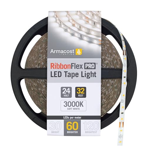 Armacost Lighting RibbonFlex Pro 24V White LED Strip Lights 60 LED/m, 3000K, 32.8 ft 145250