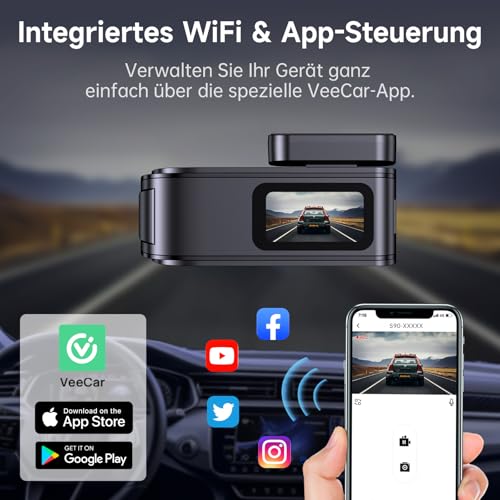 Dashcam Auto Vorne Hinten 2,5K + 1080P, Dash Cam mit WiFi, 32GB Karte, Dual-Autokamera mit 170 ° Weitwinkel, Super Nachtsicht, Auto Kamera mit Parküberwachung, G-Sensor, App-Steuerung, Loop-Aufnahme 6