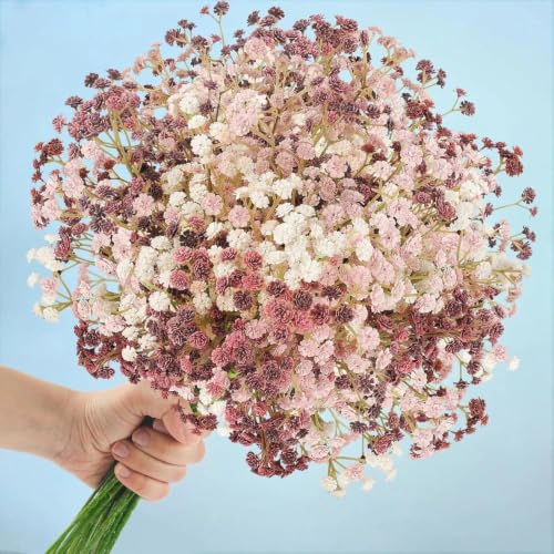 N&T NIETING Baby Breath Flowers Artificial Bulk, 15Pcs, Fall Pink Decor