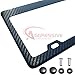 Genuine Carbon Fiber License Plate Frame with Screws and Caps Tag Registration 100% Real Premium Quality 3D Twill Weave Light Weight Gloss Finish Standard Size - Aggressive Overlays - Qty 1