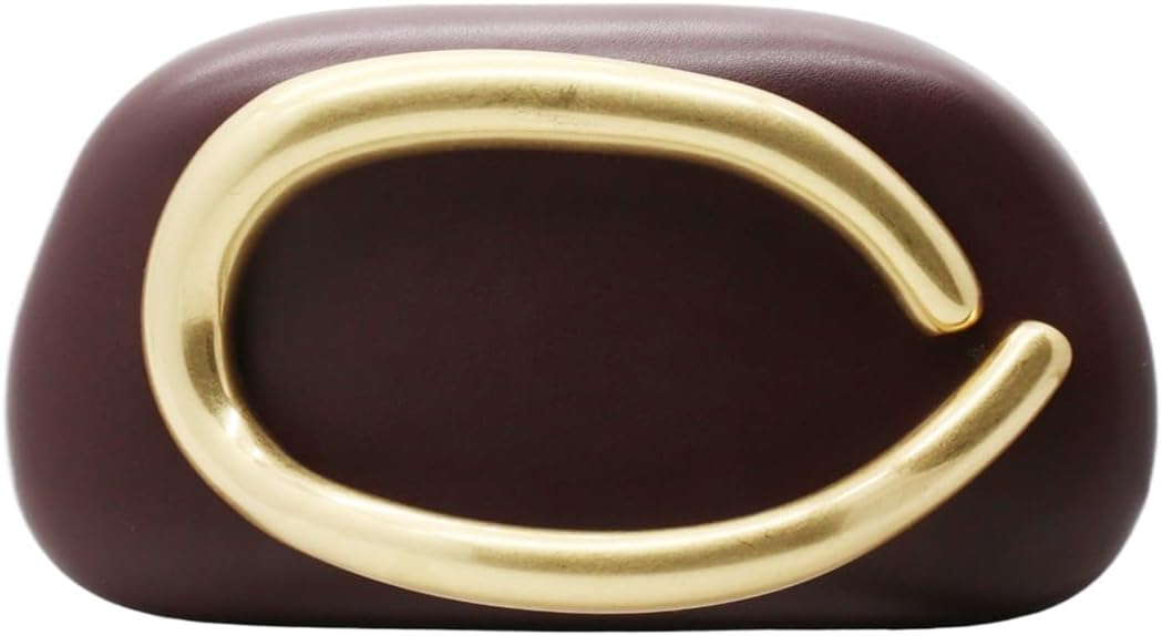 Women PU Leather Metal Handle Handbag Trendy Commuting Compact Stone Purse Hand-held Causal Shoulder Clutch Bag