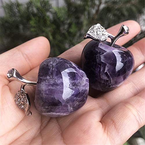 Faovramulet Amethyst Carved Appple Figurine Sculpture Statue Healing Crystal Home Ornament Decoration 1.3" Tall #TOP2