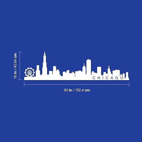 Miniatura 3 de Vinilo adhesivo decorativo para pared, diseño de Chicago Skyline, 16.0 x 60.2in, único y moderno de Illinois USA City Home Bedroom Living Store