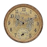 Taylor Precision Products Wine Time Uhr und Thermometer, Polyresin, für den Innen- und Außenbereich, 35,6 cm, Mehrfarbig