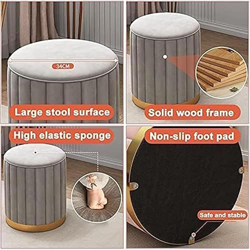 Image of Mudda Pouf Round Sitting Foot Stool for Office Room Decor, Upholstered Pouffe Puffy for Foot Rest, Ottoman Stool for Living Room Sitting Pouffes - (Blue Set of 2)