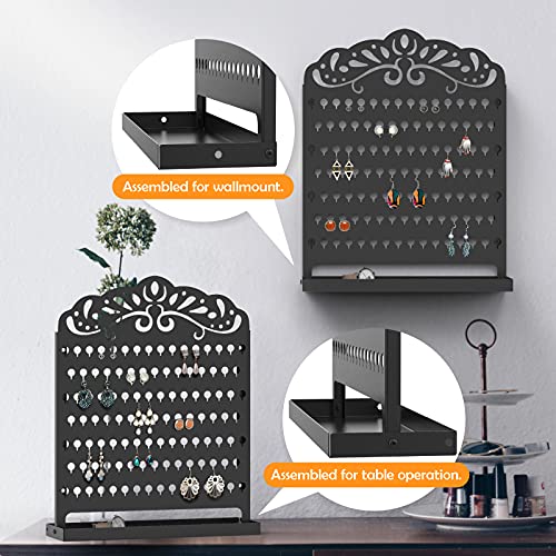 Mango Steam Slim Profile Wall-Mounted Jewelry & Earring Organizer (Peacock, Black) - Image 3