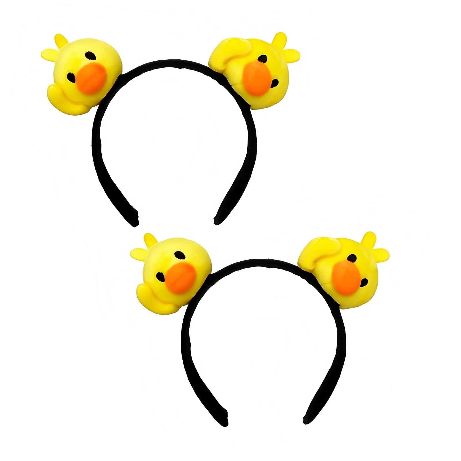 HIXNUG 2 PCS Duck Headband Yellow Animal Headband Fluffy Animal Hair Hoop Animal Costume Accessories for Halloween Carnivals Party Birthday Performance Favors