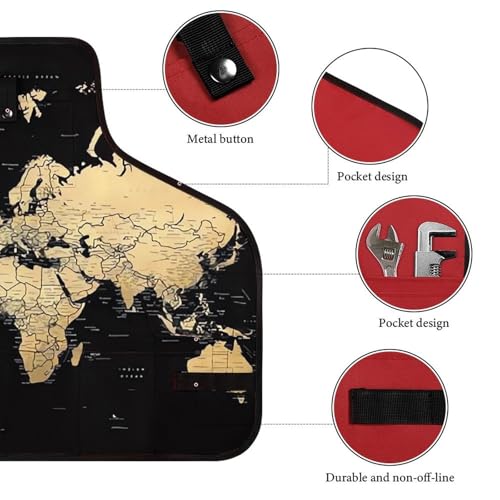 Delantal de trabajo con mapa mundial y 8 bolsillos ajustable unisex miniatura 3