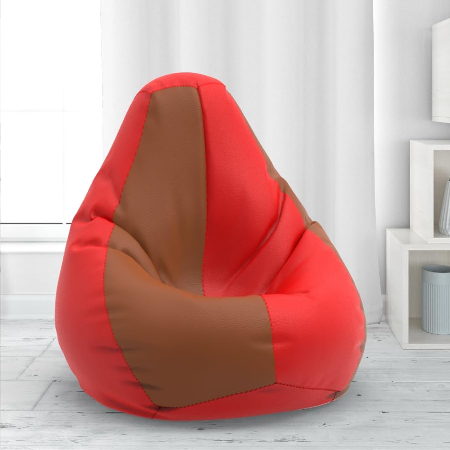 Bean Bag Chair Cover | Size: 1XL | Color: Red Tan-Brown | Without Beans | Premium Leatherette Cover (CMF 3902)-image-48