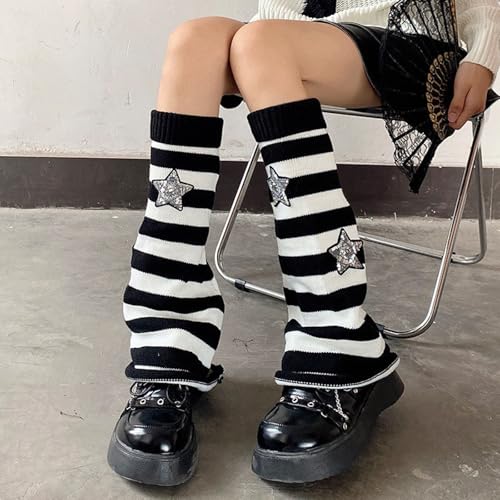 Image of XEPST Leg Warmers Harajuku Leg Warmers Kawaii Leg Warmers for Women Girls, Striped Style