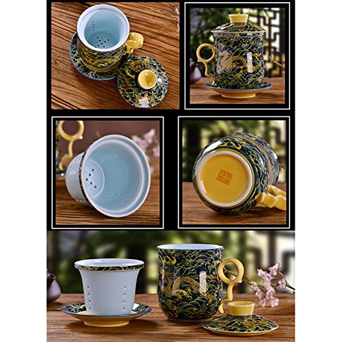 Taza de café y té de cerámica yesTGE ideal para el hogar y la oficina con tapa e infusor 3
