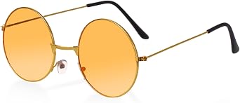 Round Hippie Glasses, 60s 70s Colored Circle Sunglasses for Women Men Disco Party Costume Accessories