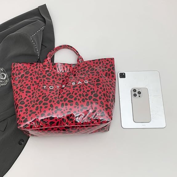 Image of Large Tote Bags for Women PVC Clear Totes Bag Plastic Carry All Bag Kraft Paper Shoulder Handbag Hobo for Work Travel