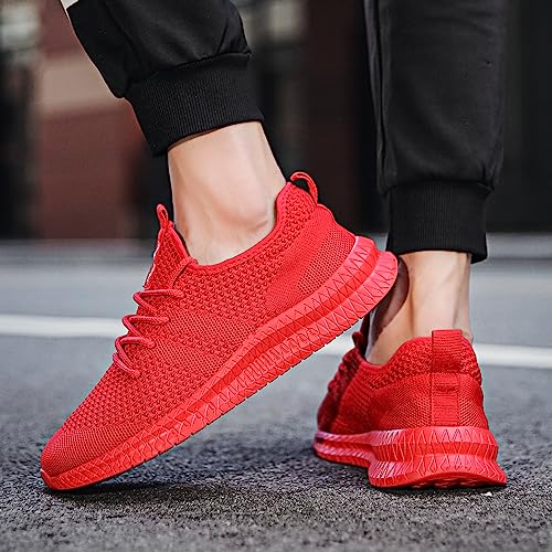 Image of DLWKIPV Mens Walking Running Shoes Slip On Anthletic Workout Sneakers Sport Lace Up Casual Work Gym Outdoors Lightweight Breathable Knitted Mesh