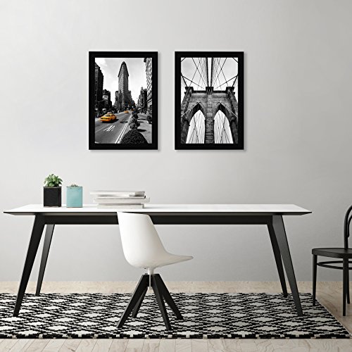 Image of Americanflat 11x17 Picture Frame with Shatter-Resistant Glass - Set of 2 - Signature Collection - Gallery-Style Frames Made of Engineered Wood - Picture Frames for Wall Display - Black