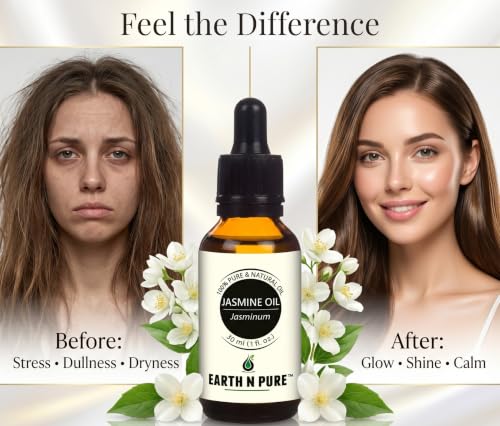 Image of Earth N Pure Jasmine Essential Oil | 100% Pure, Natural & Undiluted | Steam Distilled | Relaxation, Radiant Skin & Nourished Hair | 15ml