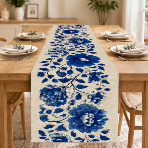 Image of Nuxovilar Country Floral Table Runner Flax 13x72 in