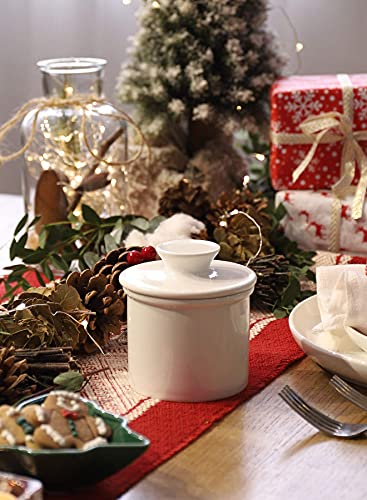 Sweese 154.001 10 Inch Round Dinner Plates 305.101 Porcelain Butter Keeper Crock, White #TOP2