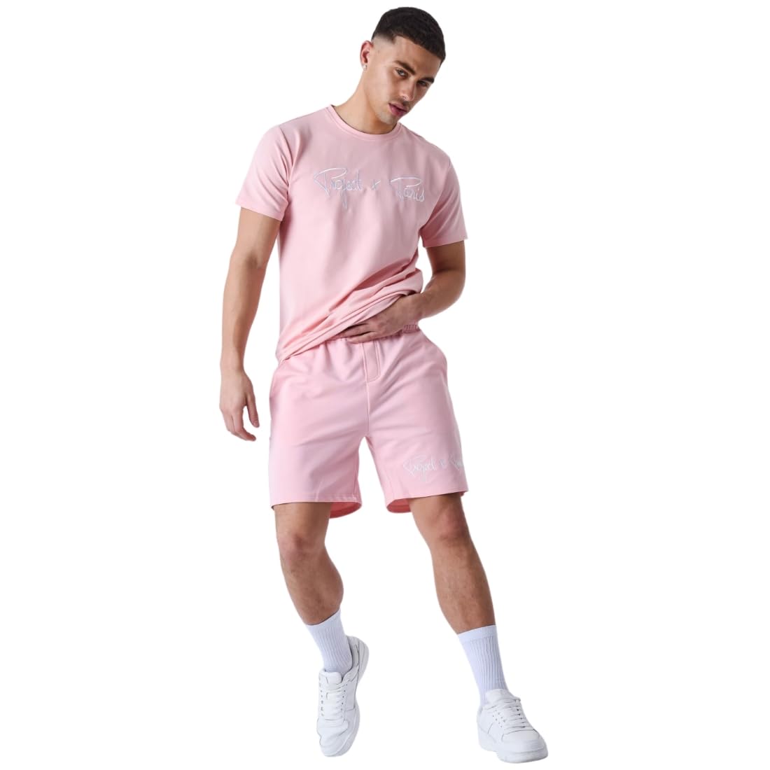 PROJECT X PARIS, Szorty bermudy, męski, rozmiar M, kolor różowy, 65% Cotton,30% Polyester,5% Spandex