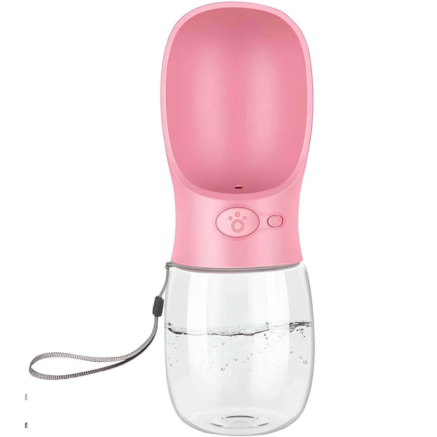 Botella de Agua para Perros,550ml Botella de Viaje para Caminar para Perros, Dispensador de Bebidas para Cachorros Taza Portátil para Beber para Mascotas al Aire Libre (Rosa)