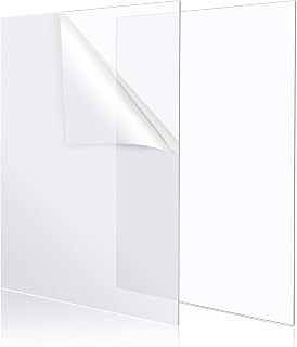 YSTIME 2-Pack 8x12 Clear Acrylic Plexiglass Sheets 1/32" Thick - Shatterproof Transparent Plastic for Crafts, DIY Frames, Windows & Projects