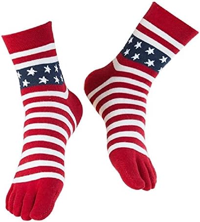 USA Flag Toe Socks, American Stars & Stripes Red White and Blue Socks for Men and Women