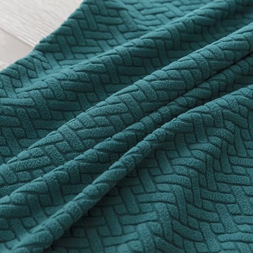 Image of House of Quirk Elastic Jacquard Chair Cover Stretch Removable Washable Short Dining Chair Cover Protector Seat Slipcover (Pack of 2, Teal)
