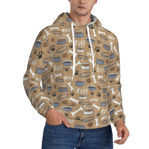 Sweat à capuche épais pour homme avec motif os de chien mignon